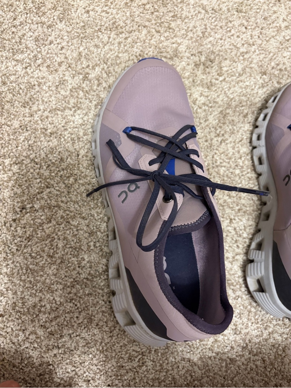 On Running Women's Sneaker in Dusty Pink with Navy Accents
